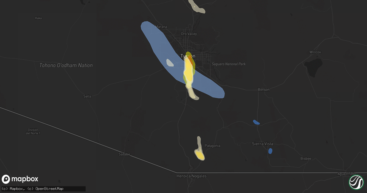 Hail map in Sahuarita, AZ on August 21, 2023