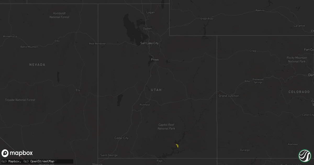 Hail map in Utah on August 21, 2023