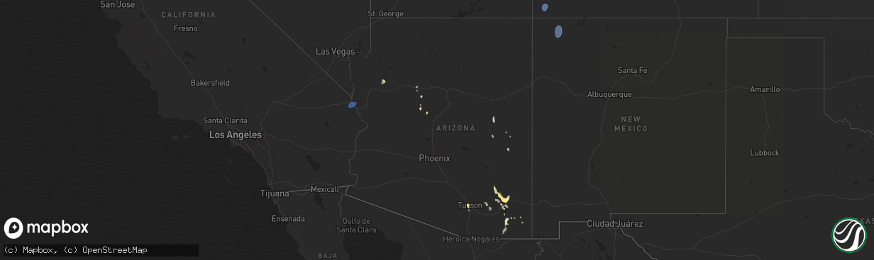 Hail map in Arizona on August 21, 2024