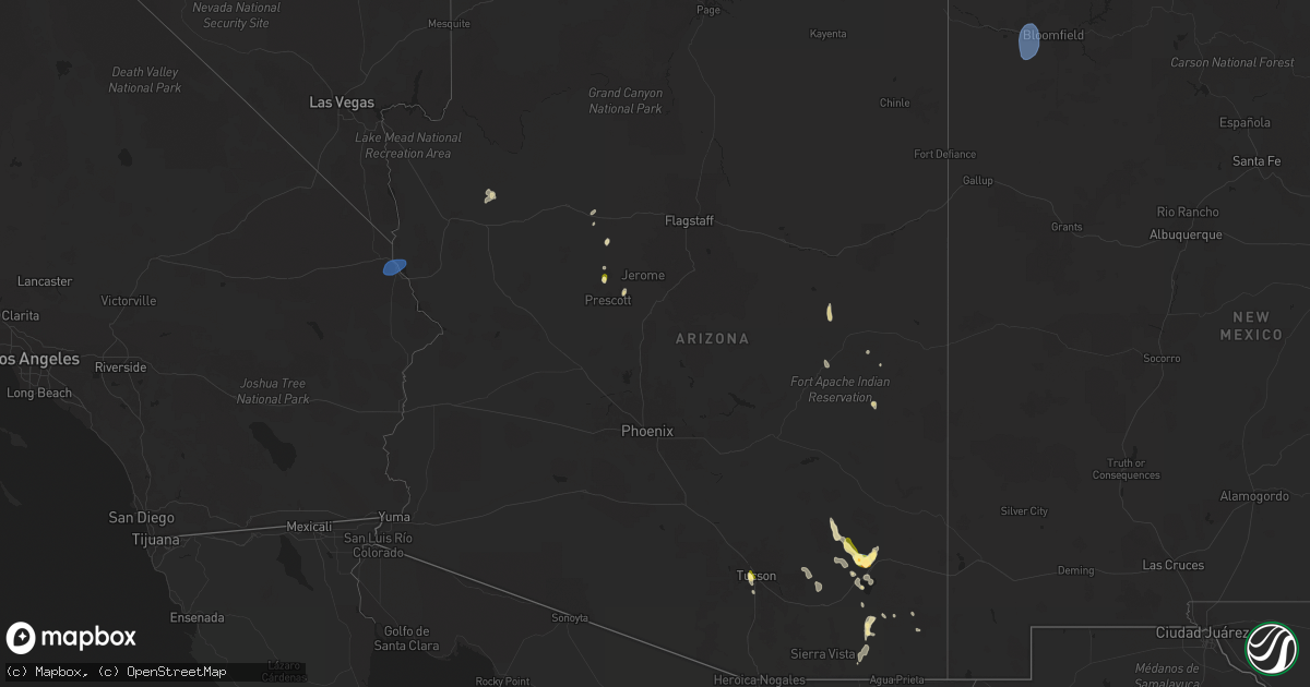 Hail map in Arizona on August 21, 2024
