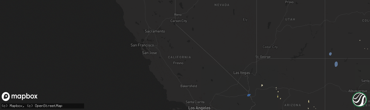 Hail map in California on August 21, 2024