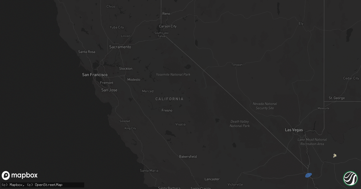 Hail map in California on August 21, 2024