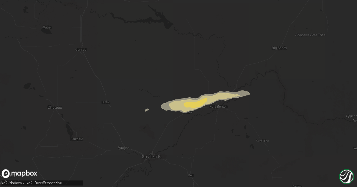 Hail map in Carter, MT on August 21, 2024