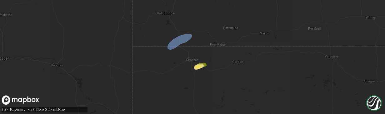 Hail map in Chadron, NE on August 21, 2024