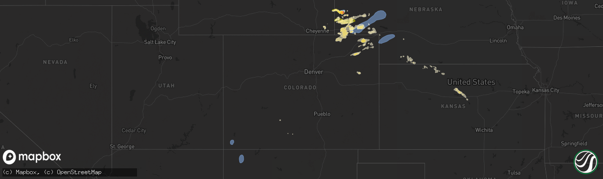 Hail map in Colorado on August 21, 2024