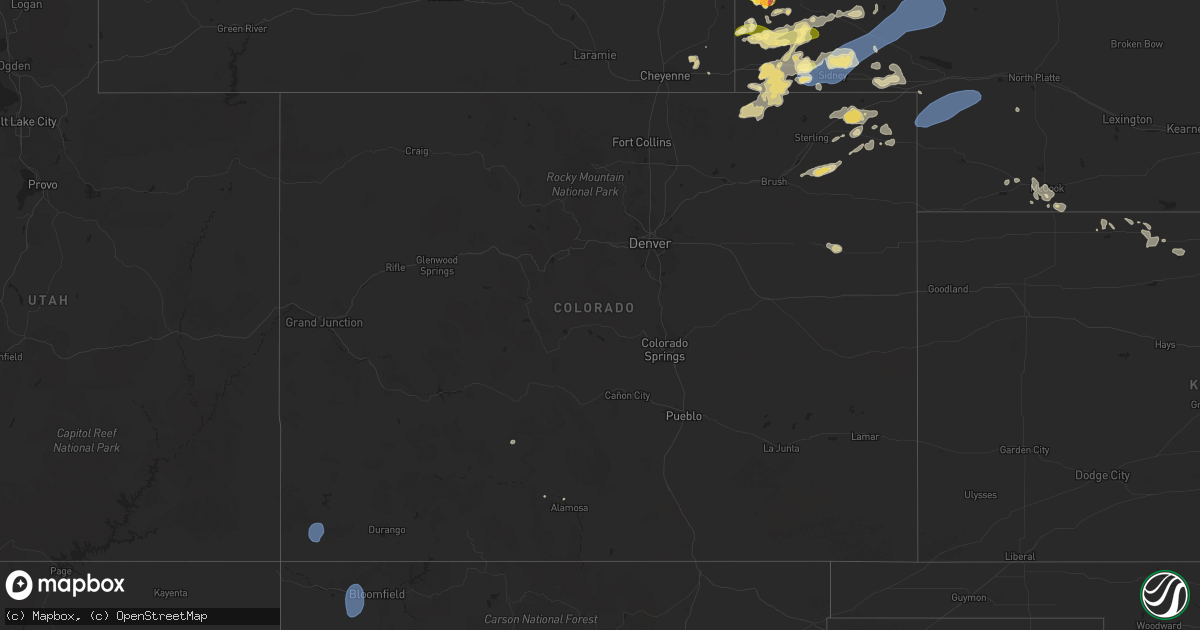 Hail map in Colorado on August 21, 2024
