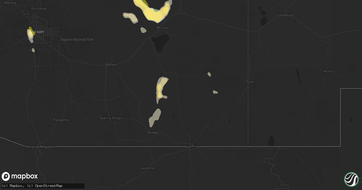Hail map in Elfrida, AZ on August 21, 2024