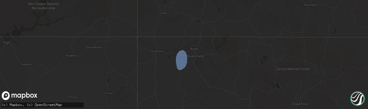 Hail map in Farmington, NM on August 21, 2024