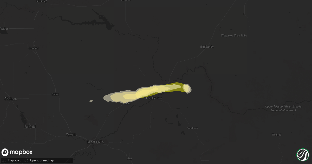 Hail map in Fort Benton, MT on August 21, 2024