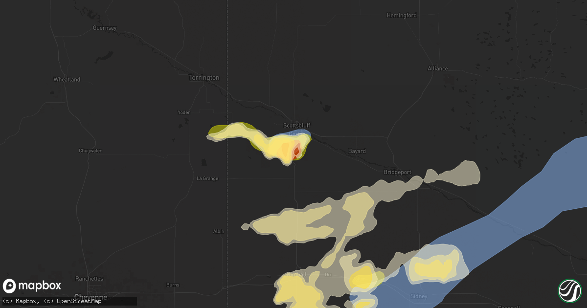 Hail map in Gering, NE on August 21, 2024