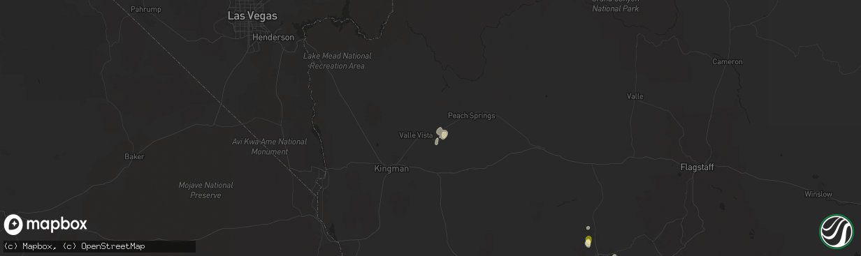 Hail map in Hackberry, AZ on August 21, 2024