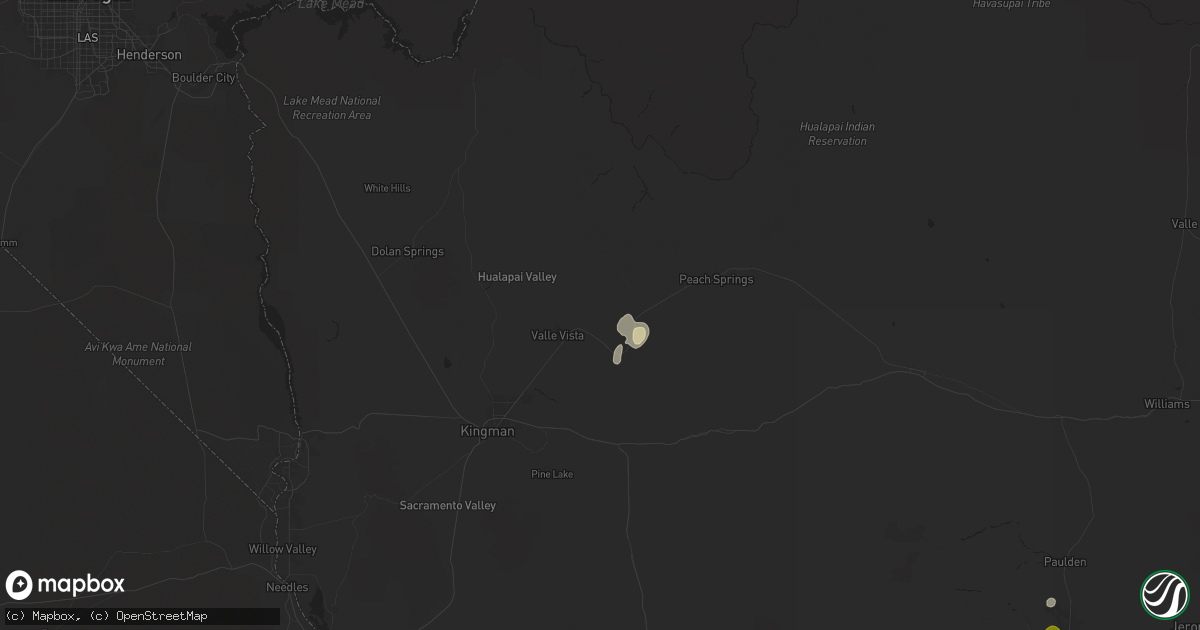 Hail map in Hackberry, AZ on August 21, 2024