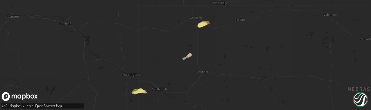 Hail map in Hemingford, NE on August 21, 2024