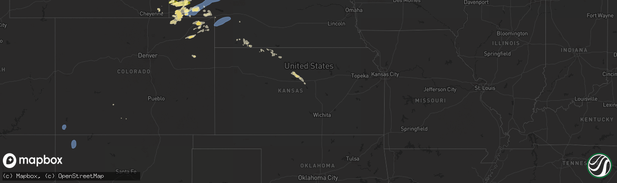 Hail map in Kansas on August 21, 2024