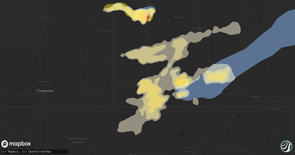 Hail map in Kimball, NE on August 21, 2024