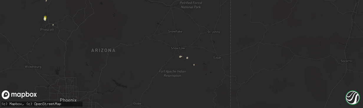 Hail map in Lakeside, AZ on August 21, 2024