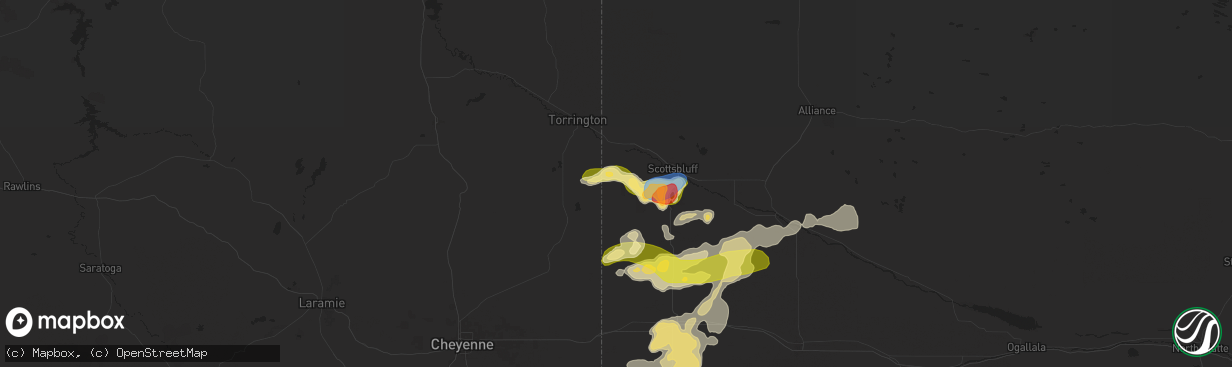 Hail map in Lyman, NE on August 21, 2024