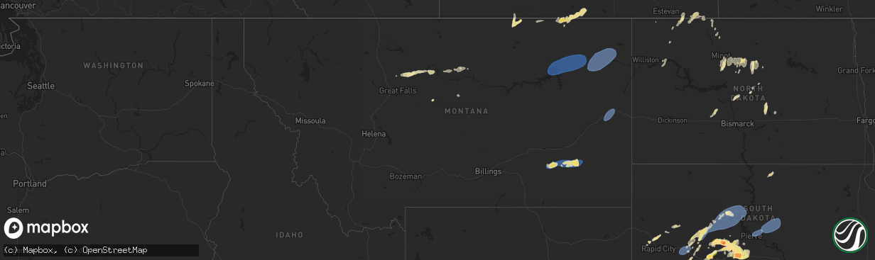 Hail map in Montana on August 21, 2024