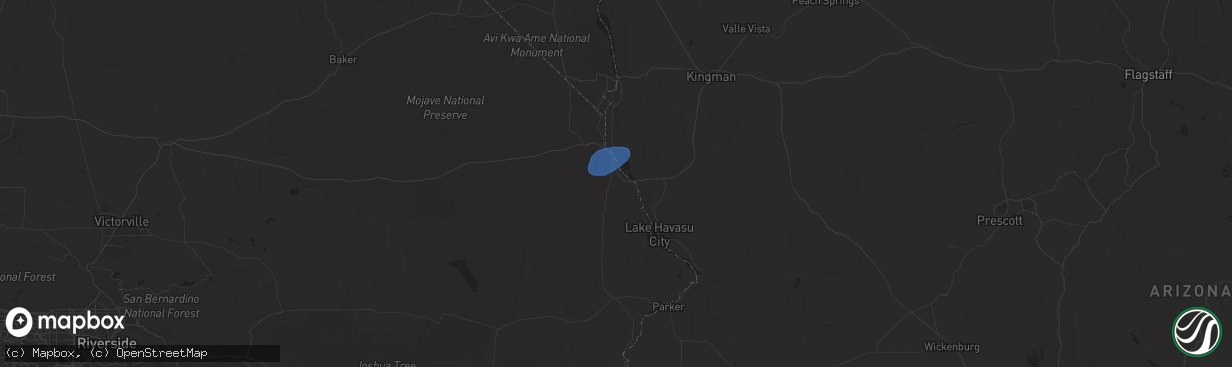 Hail map in Needles, CA on August 21, 2024