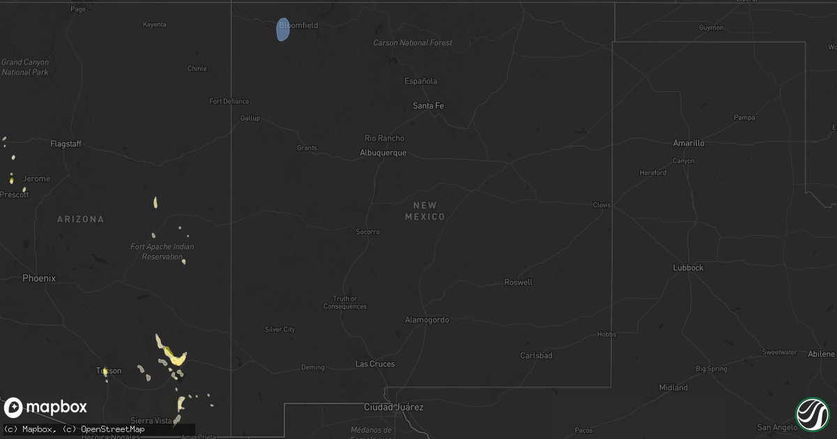 Hail map in New Mexico on August 21, 2024