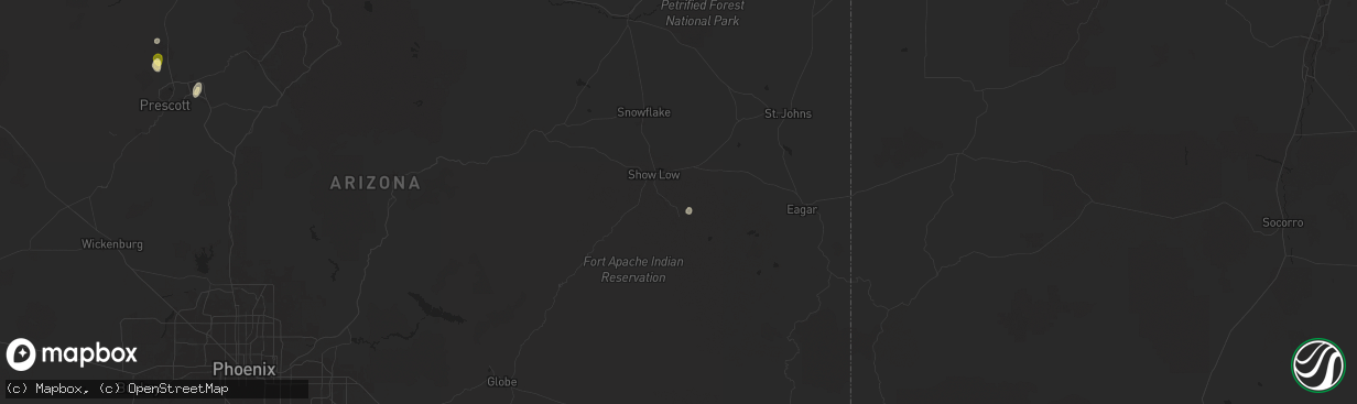 Hail map in Pinetop, AZ on August 21, 2024