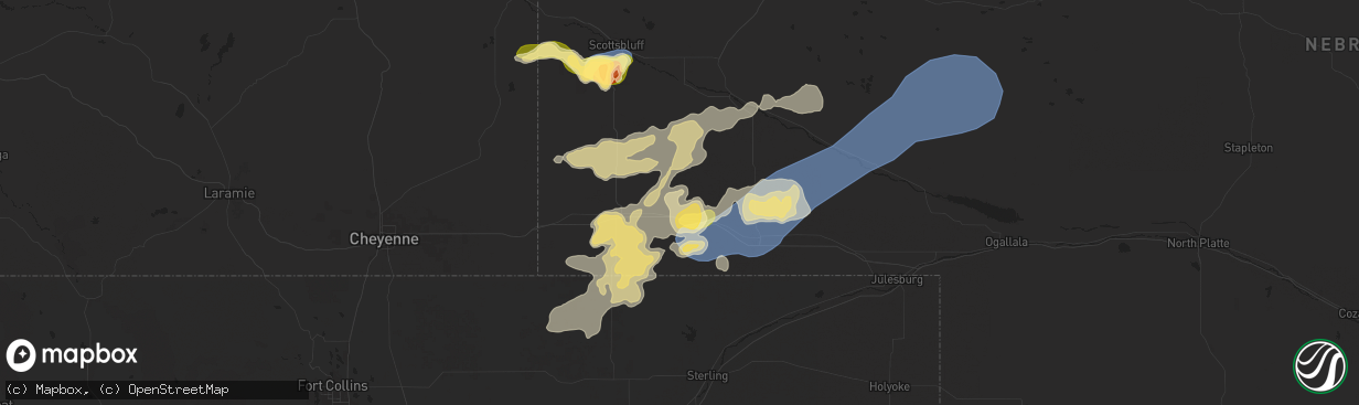 Hail map in Potter, NE on August 21, 2024