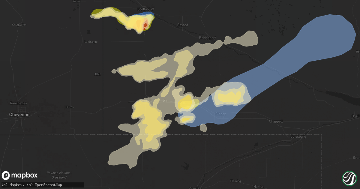 Hail map in Potter, NE on August 21, 2024