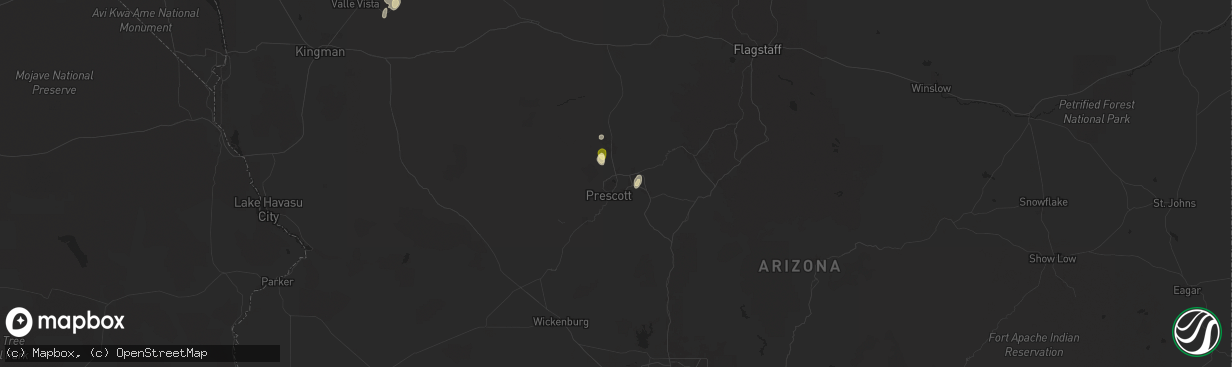 Hail map in Prescott, AZ on August 21, 2024