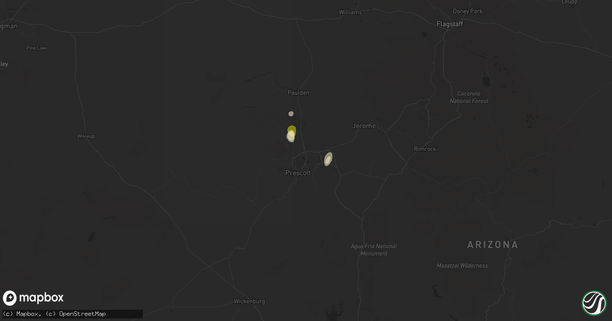 Hail map in Prescott, AZ on August 21, 2024