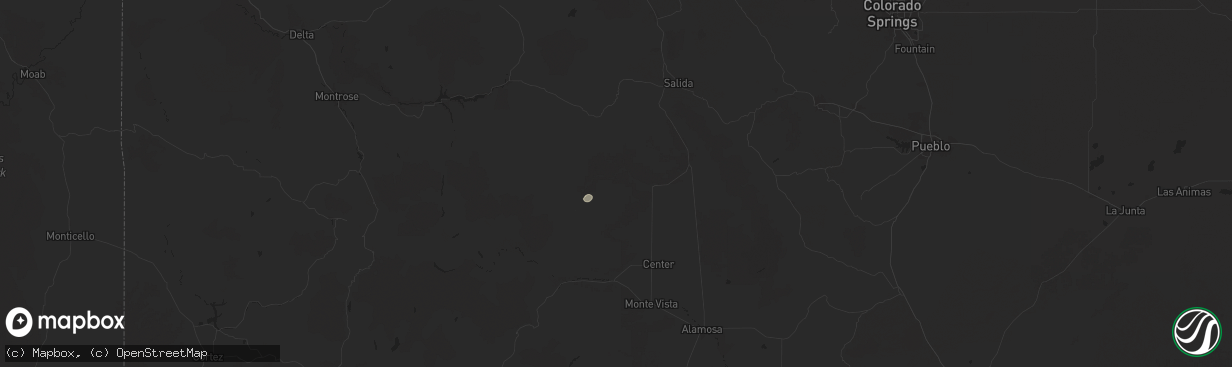 Hail map in Saguache, CO on August 21, 2024