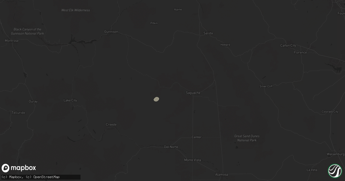 Hail map in Saguache, CO on August 21, 2024