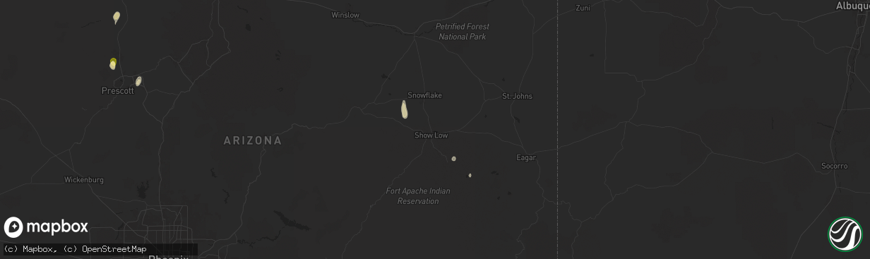 Hail map in Show Low, AZ on August 21, 2024