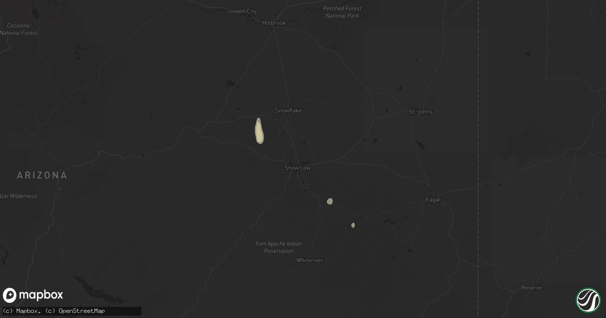 Hail map in Show Low, AZ on August 21, 2024