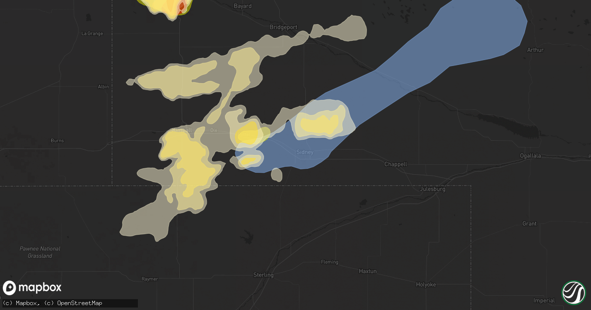 Hail map in Sidney, NE on August 21, 2024