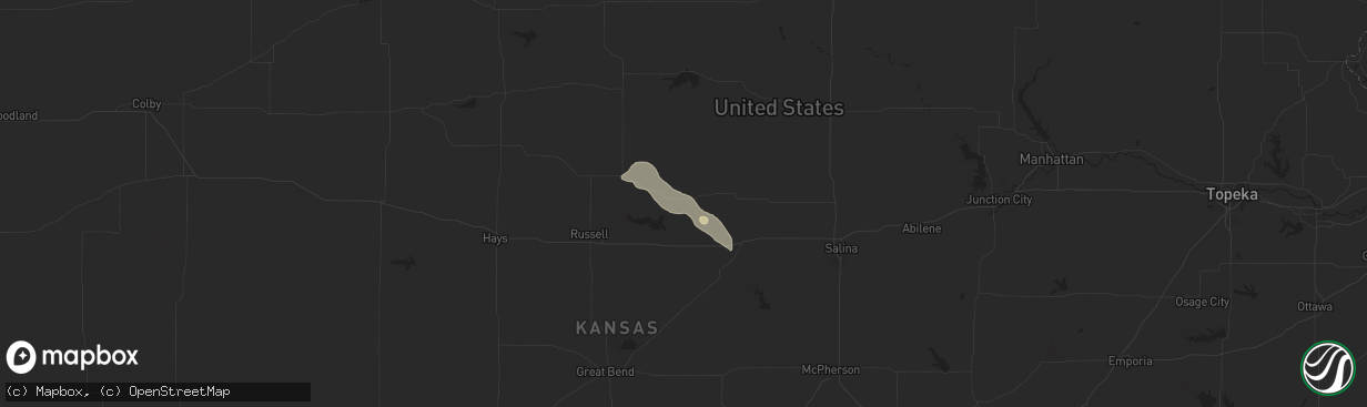 Hail map in Sylvan Grove, KS on August 21, 2024