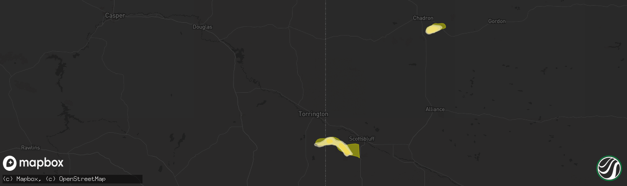 Hail map in Torrington, WY on August 21, 2024