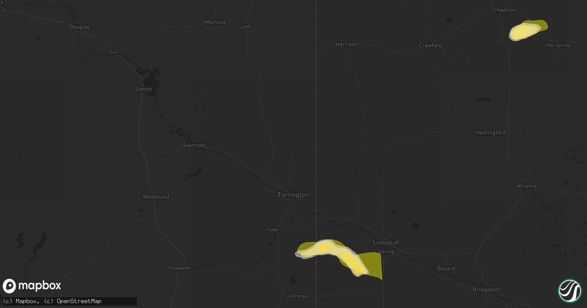 Hail map in Torrington, WY on August 21, 2024