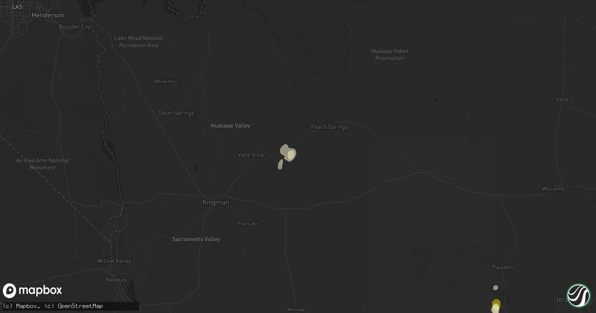 Hail map in Valentine, AZ on August 21, 2024