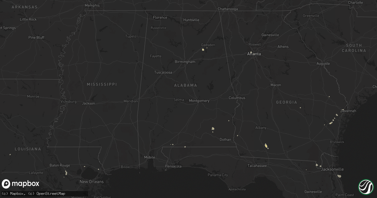 Hail map in Alabama on August 21, 2025
