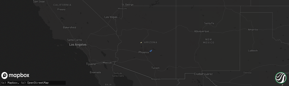 Hail map in Arizona on August 21, 2025