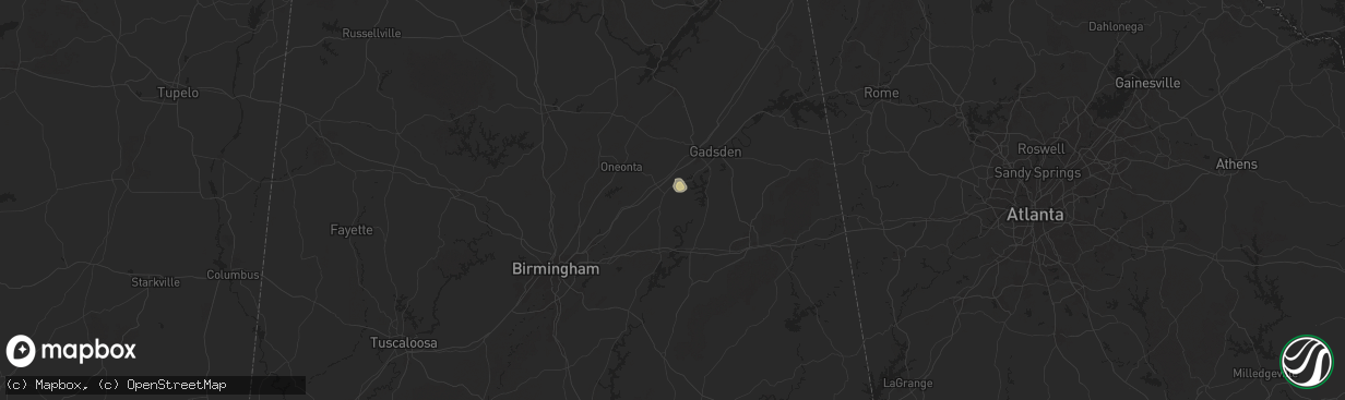 Hail map in Ashville, AL on August 21, 2025