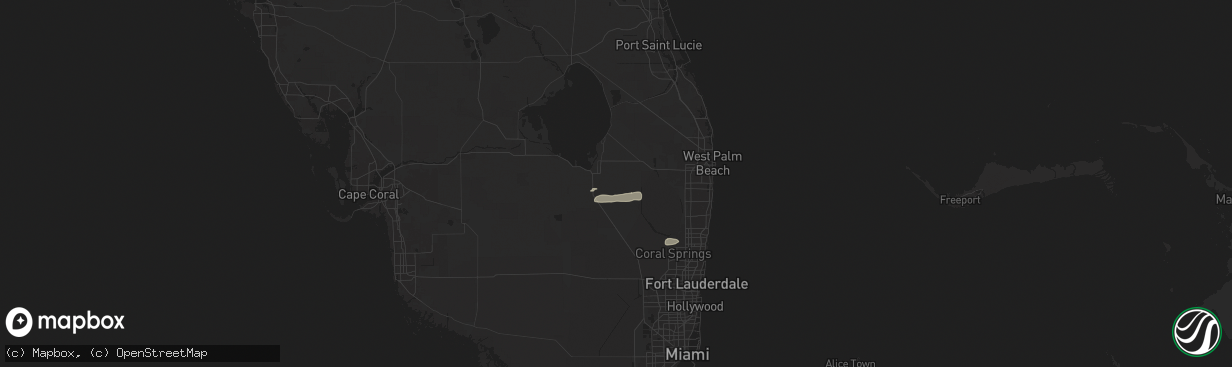 Hail map in Belle Glade, FL on August 21, 2025