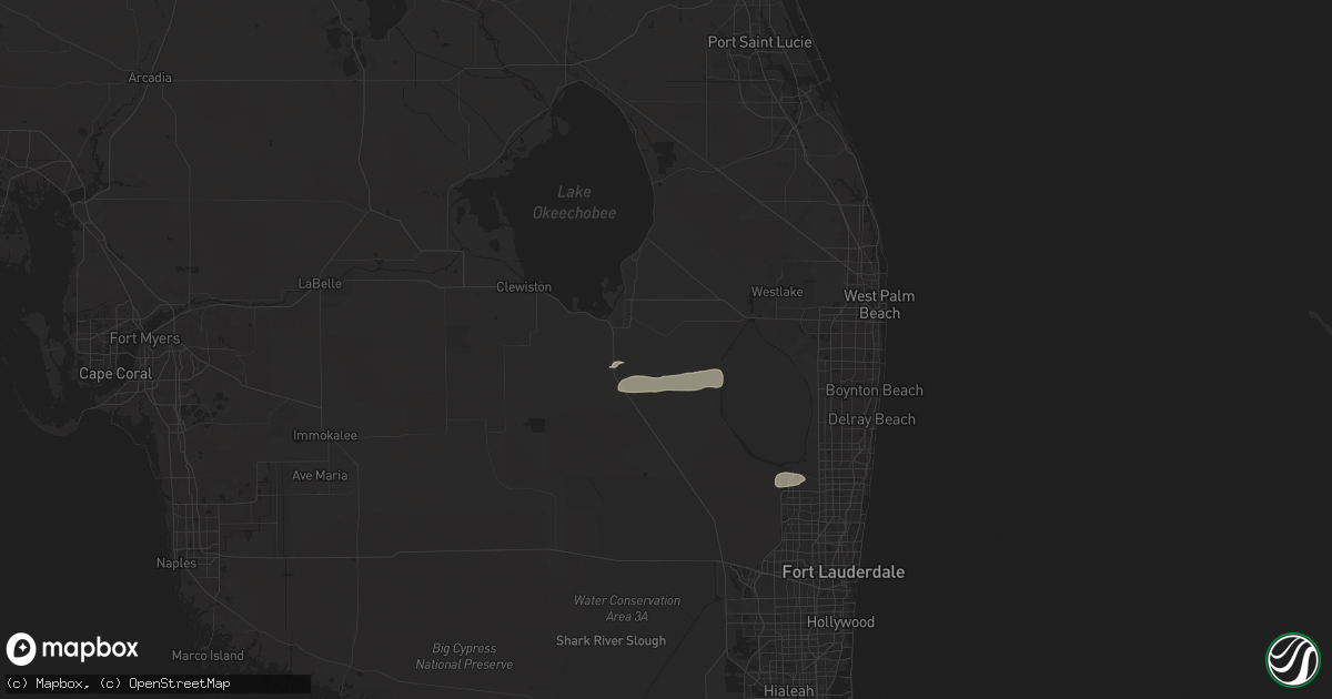 Hail map in Belle Glade, FL on August 21, 2025