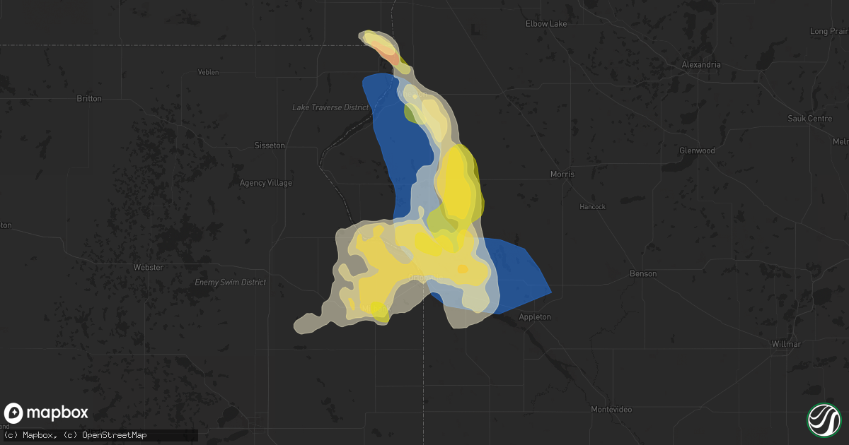 Hail map in Clinton, MN on August 21, 2025