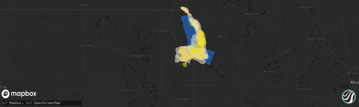 Hail map in Corona, SD on August 21, 2025
