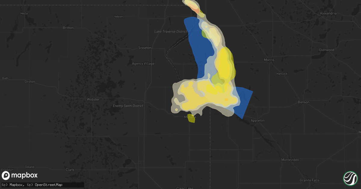 Hail map in Corona, SD on August 21, 2025