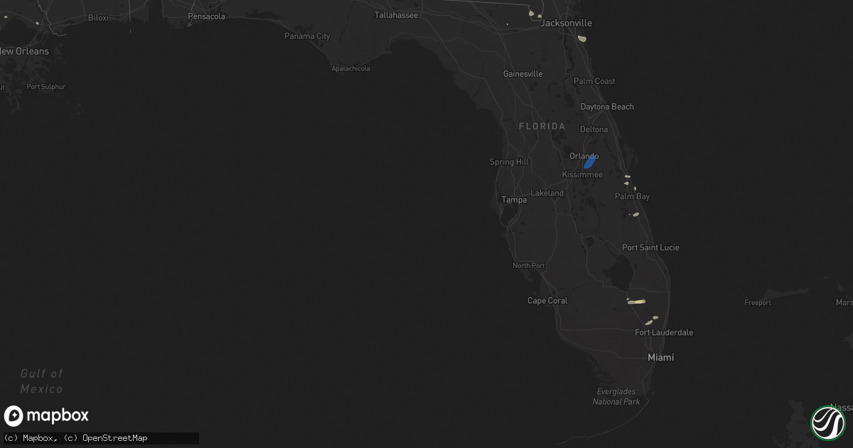 Hail map in Florida on August 21, 2025