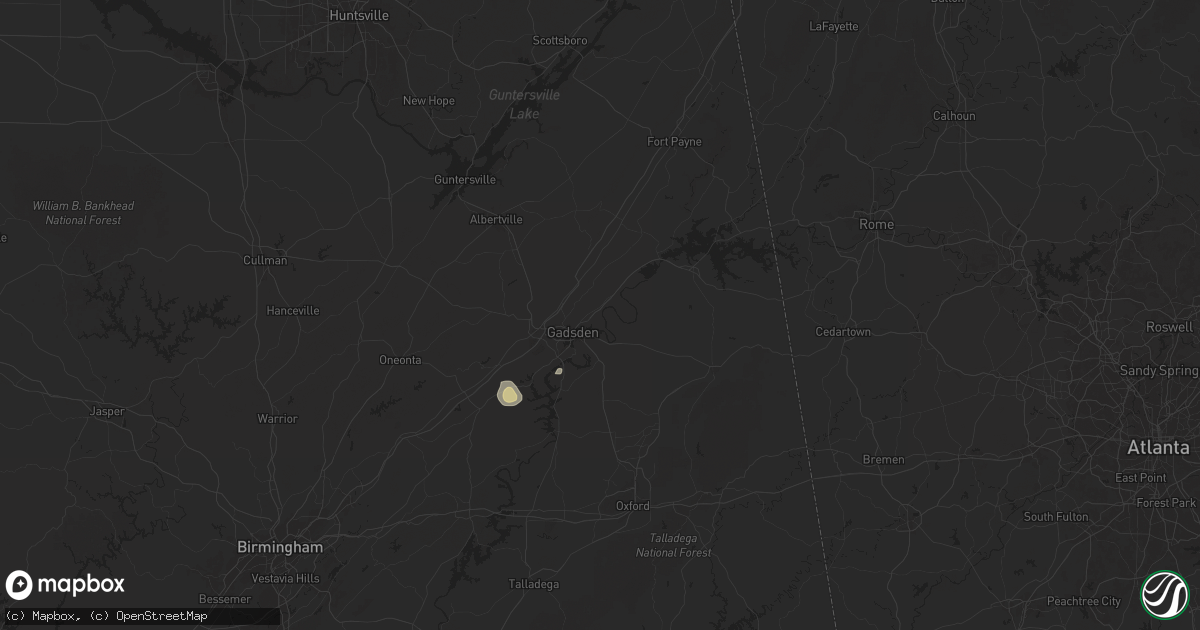 Hail map in Gadsden, AL on August 21, 2025