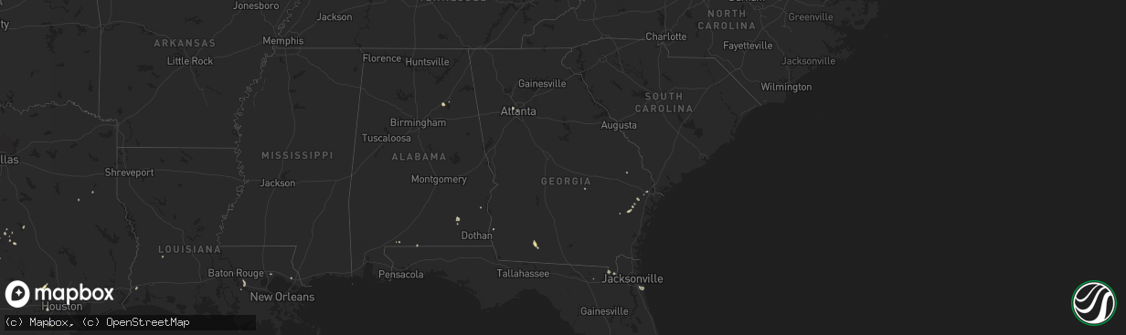 Hail map in Georgia on August 21, 2025