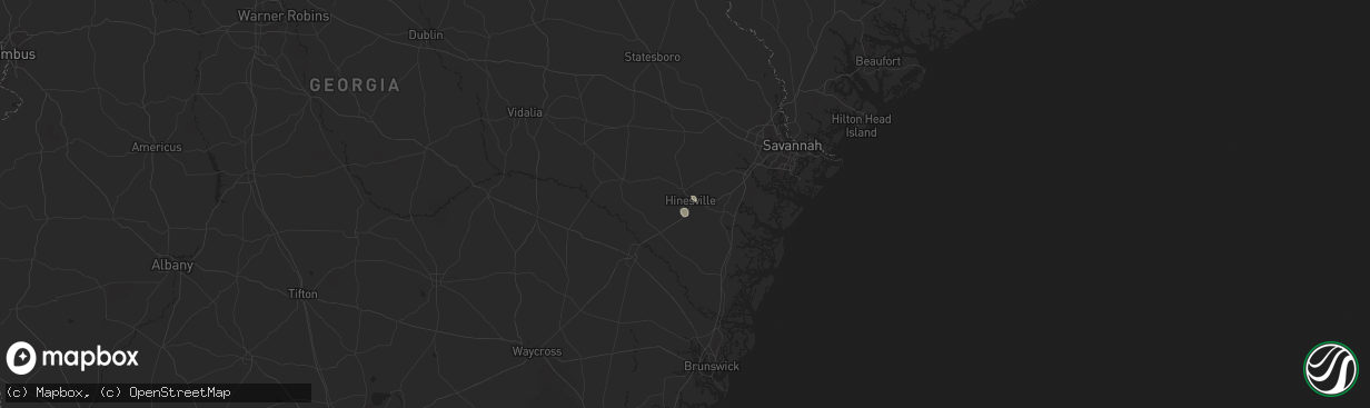 Hail map in Hinesville, GA on August 21, 2025
